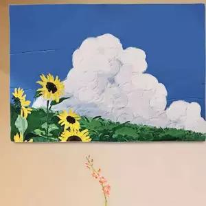 [RIZPICK]카페 거실 장식 패브릭포스터 유화 그림 해바라기 소