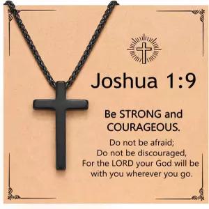 조슈아와 함께하는 소년과 남성을 위한 오리스프레 크리스천 크로스 목걸이 1 9 믿음 희망 축복 선물