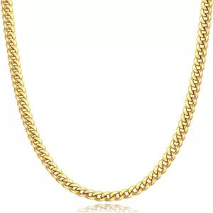 남성 모멜로부 쿠바 링크 체인 목걸이 316L 스테인리스 다이아몬드 컷 주얼리 4mm 18-26인치 선물