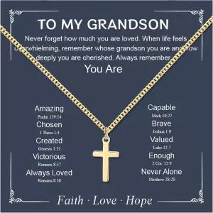 소년 세례 크리스마스 확인 발렌타인 부활절 생일 선물을 위한 태즈번 작은 십자가 목걸이 10대 손손자