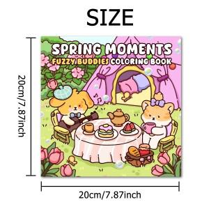 SPRING MOMENTS: 휴식을 위한 귀엽고 아늑한 일상 활동이 담긴 성인용 공간 색칠하기)