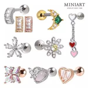 [미니아트] 써지컬 데일리 하트 꽃 별 스틱 패션 피어싱 균일가 (한쪽)