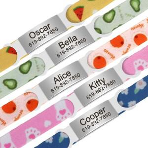 안전 분리형 고양이 목걸이 물고기 모양 ID 태그 각인 귀여운 프린트 분실 방지용 퀵 릴리즈