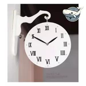 모던 디자인 화이트 양면벽시계 회전 카페