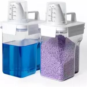 G2 GO2GETHER 세탁 세제 용기 2팩 51온스 디스펜서 세탁실용 5개 라벨 냄새 구슬 파우더 표백제 비누 섬유