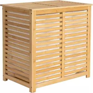 가정 필수품 대나무 및 면 이중 세탁 분류기 뚜껑과 탈착식 면봉 천연