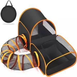 서라운드 터널이 있는 휴대용 고양이 놀이펜 2연동 밀폐 공간 이상적인 텐트 야외 또는 실내 위한 및 실외