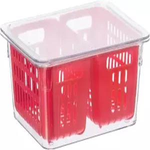 냉장고용 오기 베리 용기 더블 콜랜더 바구니 이상적인 인서트8.75인치 x 6.75인치 3.75인치 포함 빨간색