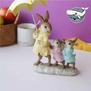 [골드스마일]토끼 가족 소풍 미니어처 카페 인테리어 소품