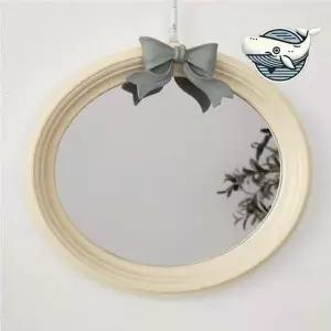 [골드스마일]엔틱 리본 장식 벽거울 화장대 대형 메이크업