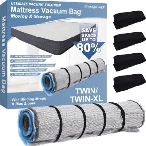 블루 지퍼가 달린 수납 로직 폼 매트리스 진공 백 스트랩 포함 트윈/트윈XL