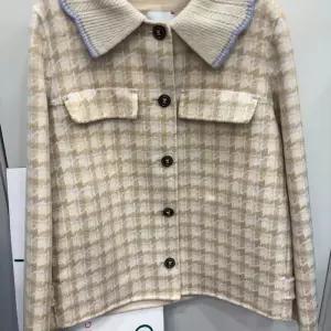 [크로커다일레이디]물결카라 체크 핸드메이드 코트