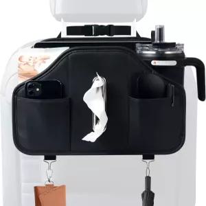 업그레이드된 자동차 티슈 홀더 컵 있는 카시트 백 오거나이저 프리미엄 PU 가죽 헤드레스트 시트 수납