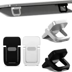 4피스 휴대용 키보드 라이저 세트 2개의 각도 설정과 자동 접착식 접이식 발이 있는 블랙 및 실버 조절식