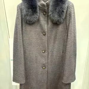 [크로커다일레이디]체크 알파카 폭스카라 코트