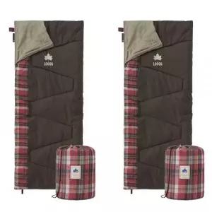 로고스 캠핑 침낭 이불 커플 차박 캠핑용품 2개 체크 브라운