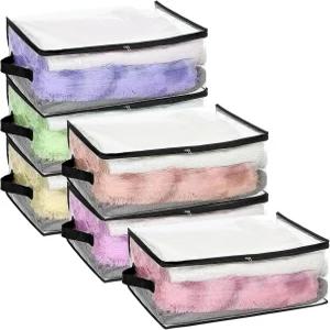 지퍼가 달린 6Pc 투명 담요 보관 가방 옷장 옷을 위한 플라스틱 편안한 장난감 스웨터 침구 침대 시트