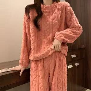 [라일리여성언더웨어] Rly 겨울 털잠옷 수면 귀여운 꽈배기 포근한 극세사