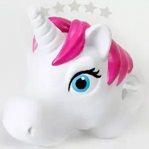 유니콘 인형 킥보드 장식 어린이 탈것 꾸미기 액세서리 분홍 갈기 흰색 말 머리