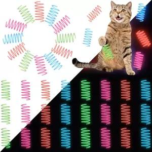 어두운 봄에 빛나는 Sosation 24개 실내 고양이를 위한 장난감 넓은 컬러 스프링 젤리 색상 플라스틱 코일