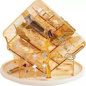 360 회전 메이크업 오거나이저 투명 화장품 보관 랙 스킨케어 향수 및 주얼리용 다층 공간 절약