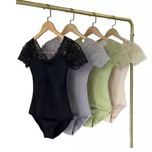 성인발레의상 레이스레오타드 발레복 발레 체조 여성 클래식 무용 반팔레오타드 연습복