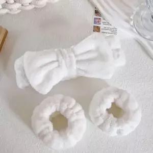 세안 헤어 밴드 손목 세트 클렌징 극세사 화이트 세수밴드