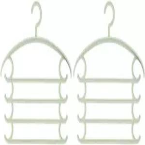 FAVOMOTO 2pcs 다기능 플라스틱 옷걸이 바지와 스카프 랙 라이트 그린 다층 공간 절약 옷장 정리함 가정용