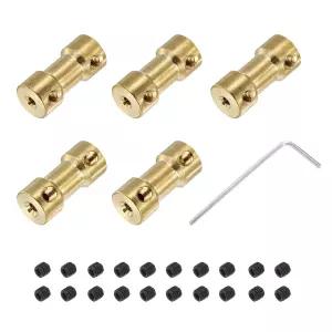 자동차 바퀴 타이어 샤프트 모터용 나사 및 육각 렌치 플렉시블 커플러가 있는 MECCANIXITY 5 팩 2mm 황동