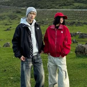 남성 페이크 투피스 파일럿 재킷 칼라 해링턴 체크 코트 N22Z1C 다옴2