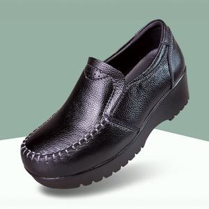 마마슈 이튼 여성 가죽 5cm 통굽 로퍼 구두 스티치 발편한 고급 캐주얼화 푹신한 쿠션 논슬립 중년 엄마