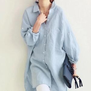 여성간절기 롱블라우스 와이드핏남방 오버핏셔츠 레깅스아우터 가을 레이어드룩