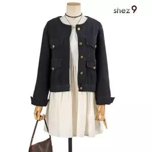 [쉬즈나인]이단 포켓 라운드 청자켓