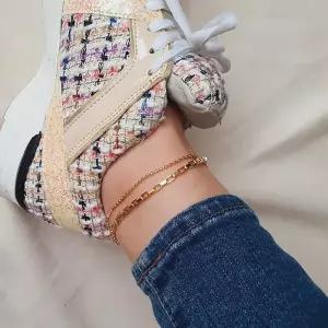 [하프클럽/ ]여자 사각 18K 금색 사슬 실버 핑크골드 발찌