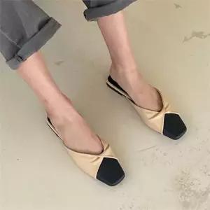 [오노마] ONM 셔링블로퍼 데일리 플랫슬리퍼 여성뮬 스퀘어코 투톤