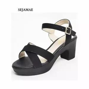 [하프클럽/세자매]고급스러운 여성가보시샌들 발이편한 통굽샌들 7.5cm 키높