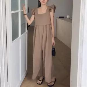 [하프클럽/]여자 쿨 면원단 와이드팬츠 올인원 점프수트