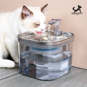 딩동펫 반려동물 슬라이드 스텐 투명 정수기 2L