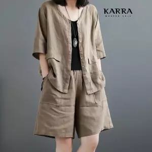 [카라] KARRA 네이처버튼와이드블라우스+팬츠SET_A4M1360