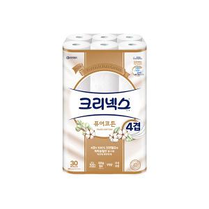 크리넥스 천연펄프 4겹 퓨어코튼, 25m, 30롤, 1개