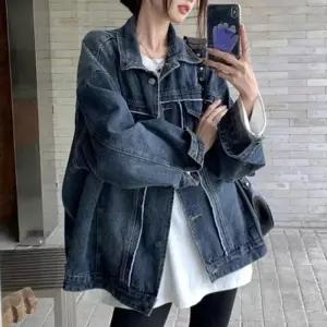 ONM 여자 오버핏 스타일 데님 청자켓 진청 고품질 봄가을