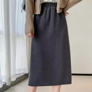 ONM 심플 허리밴딩 니트 스커트 치마 밑트임 휘뚜루마뚜루