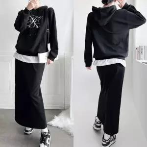 후드 롱치마 세트 투피스 트레이닝 스커트 (TRS-1996)