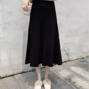 ONM 허리 골지 편한 치마 여자 스커트 니트 롱 밴딩