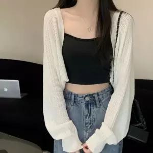 ONM 시원한 외출용 가디건 여성 얇은 여름 펀칭 볼레로