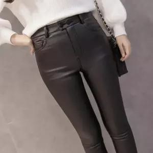 ONM 바지 스키니팬츠 여성 스판 광택 쫀쫀한 블랙 검정