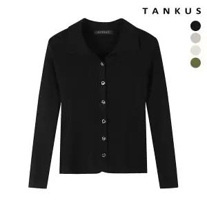 [탱커스]골지 트임 카라 골드 버튼 긴팔 가디건 (TV3CD015L0)