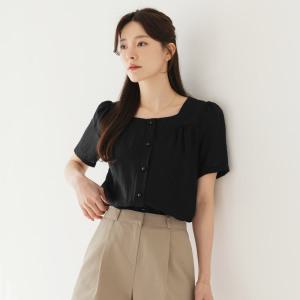 [시크라인] (~XL까지) 모에크 스퀘어넥 핀턱 셔링 블라우스 여름 쿨링소재 데일리 일상 캐쥬얼 출근룩 빅사이즈