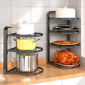 후라이팬정리대 라운드 화이트,블랙 2단 3단 4단 냄비정리 주방 수납 보관 높이조절 선반