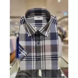 [레노마](센텀시티점)(일반핏)시원하고 착용감 좋은 린넨 혼방 멀티 빅체크 반팔셔츠(ROUSG0243-BG)